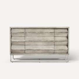 Alisal Vanity, 55" x 32-7/8" x 22-1/2", Greige Oak with Brushed Pewter, No Vanity Top