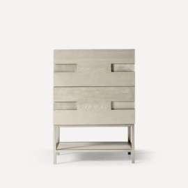 Sendai Vanity, 23" x 32-7/8" x 22-1/2", Natural Gray with Brushed Pewter, No Vanity Top