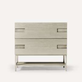 Sendai Vanity, 35" x 32-7/8" x 22-1/2", Natural Gray with Brushed Pewter, No Vanity Top
