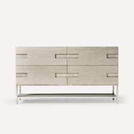 Sendai Vanity, 59" x 32-7/8" x 22-1/2", Natural Gray with Brushed Pewter, No Vanity Top