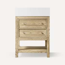 Skaarsgard Vanity, 24" x 28-1/8" x 22-3/4", Rustic Oak with Brushed Pewter, No Vanity Top
