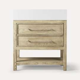 Skaarsgard Vanity, 30" x 28-1/8" x 22-3/4", Rustic Oak with Brushed Pewter, No Vanity Top