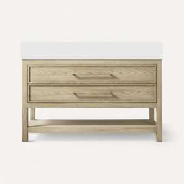 Skaarsgard Vanity, 48" x 28-1/8" x 22-3/4", Rustic Oak with Brushed Pewter, No Vanity Top