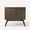 Wyndale Vanity, 35" x 32-7/8" x 22-1/2", Dark Burnt Oak with Brushed Pewter, No Vanity Top