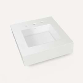 Integrated Basin Vanity Top, 24" x 6" x 23", Center Integrated Sink, Matte White, Three Hole, For Skaarsgard