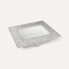 Quartz Stone Vanity Top, 24" x 1-1/8" x 23", Center Undercounter Sink, Pietra, Three Hole, For Sendai and Chestnut Hill