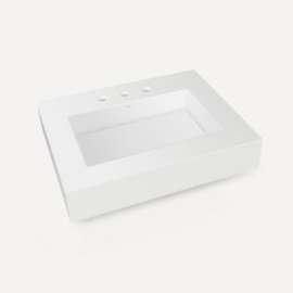 Integrated Basin Vanity Top, 30" x 6" x 23", Center Integrated Sink, Matte White, Three Hole, For Skaarsgard