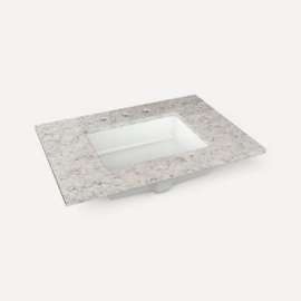 Quartz Stone Vanity Top, 30" x 1-1/8" x 23", Center Undercounter Sink, Pietra, Three Hole, For Sendai and Chestnut Hill