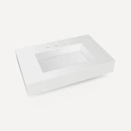 Integrated Basin Vanity Top, 36" x 6" x 23", Center Integrated Sink, Matte White, Three Hole, For Bodo and Skaarsgard