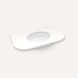 Quartz Stone Vanity Top, 36" x 1-1/8" x 23", Center Undercounter Sink, White Zeus Extreme, Three Hole, For Rosebrook