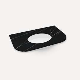 Quartz Stone Vanity Top, 36" x 1-1/8" x 23", Center Undercounter Sink, Eternal Marquina, Three Hole, For Rosebrook