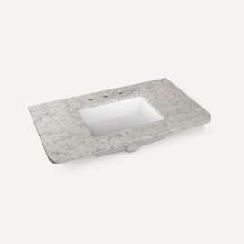 Quartz Stone Vanity Top, 36" x 1-1/8" x 23", Center Undercounter Sink, Pietra, Three Hole, For Helden