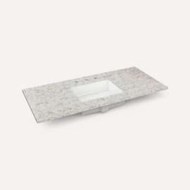Quartz Stone Vanity Top, 48" x 1-1/8" x 23", Center Undercounter Sink, Pietra, Three Hole, For Sendai and Chestnut Hill