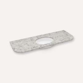 Quartz Stone Vanity Top, 56" x 1-1/8" x 23", Center Undercounter Sink, Pietra, Three Hole, For Rosebrook