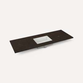 Quartz Stone Vanity Top, 56" x 1-1/8" x 23", Center Undercounter Sink, Calypso, Three Hole, For Alisal