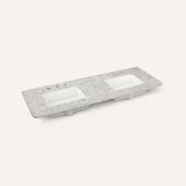 Quartz Stone Vanity Top, 60" x 1-1/8" x 23", Double Undercounter Sink, Pietra, Three Hole, For Helden