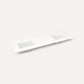Quartz Stone Vanity Top, 72" x 1-1/8" x 23", Double Undercounter Sink, White Zeus Extreme, Three Hole, For Wyndale