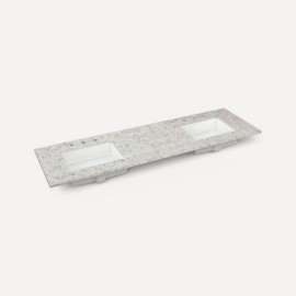 Quartz Stone Vanity Top, 72" x 1-1/8" x 23", Double Undercounter Sink, Pietra, Three Hole, For Wyndale