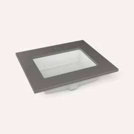Quartz Stone Vanity Top, 25" x 3/4" x 22", Center Undercounter Sink, Stone Gray, Single Hole, For Islamorada and Sinca