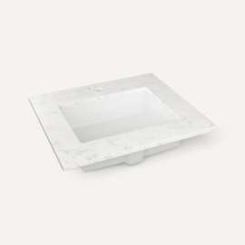 Quartz Stone Vanity Top, 25" x 3/4" x 22", Center Undercounter Sink, Lyra, Single Hole, For Islamorada and Sinca