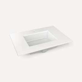 Quartz Stone Vanity Top, 31" x 3/4" x 22", Center Undercounter Sink, Quartz White, Single Hole, For Islamorada and Sinca