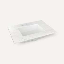 Quartz Stone Vanity Top, 31" x 3/4" x 22", Center Undercounter Sink, Lyra, Three Hole, For Islamorada and Sinca