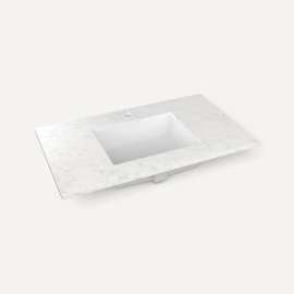 Quartz Stone Vanity Top, 37" x 3/4" x 22", Center Undercounter Sink, Lyra, Single Hole, For Islamorada and Sinca