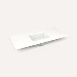 Quartz Stone Vanity Top, 49" x 3/4" x 22", Center Undercounter Sink, White Zeus Extreme, Single Hole, For Islamorada and Sinca