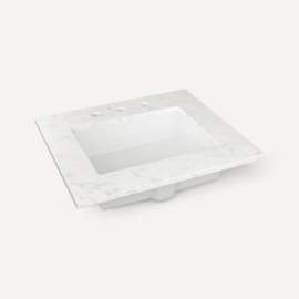 Quartz Stone Vanity Top, 25" x 3/4" x 22", Center Undercounter Sink, Lyra, Three Hole