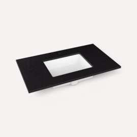 Quartz Stone Vanity Top, 37" x 3/4" x 22", Center Undercounter Sink, Lava Black, Single Hole