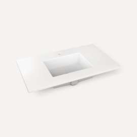 Quartz Stone Vanity Top, 37" x 3/4" x 22", Center Undercounter Sink, Quartz White, Single Hole