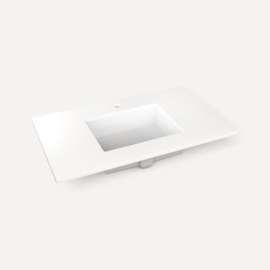 Quartz Stone Vanity Top, 37" x 3/4" x 22", Center Undercounter Sink, White Zeus Extreme, Single Hole