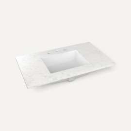 Quartz Stone Vanity Top, 37" x 3/4" x 22", Center Undercounter Sink, Lyra, Three Hole