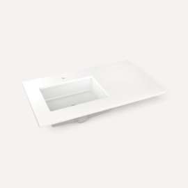 Quartz Stone Vanity Top, 37" x 3/4" x 22", Left Offset Undercounter Sink, White Zeus Extreme, Single Hole