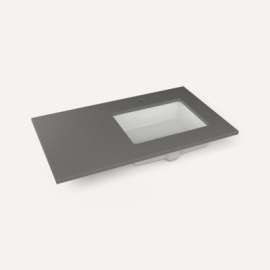 Quartz Stone Vanity Top, 37" x 3/4" x 22", Right Offset Undercounter Sink, Stone Gray, Single Hole