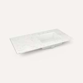 Quartz Stone Vanity Top, 43" x 3/4" x 22", Right Offset Undercounter Sink, Lyra, Three Hole