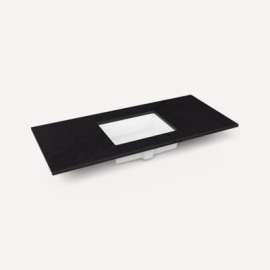 Quartz Stone Vanity Top, 49" x 3/4" x 22", Center Undercounter Sink, Lava Black, Single Hole