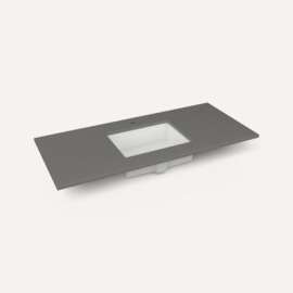Quartz Stone Vanity Top, 49" x 3/4" x 22", Center Undercounter Sink, Stone Gray, Single Hole