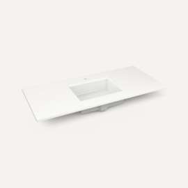 Quartz Stone Vanity Top, 49" x 3/4" x 22", Center Undercounter Sink, Quartz White, Single Hole