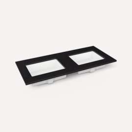 Quartz Stone Vanity Top, 49" x 3/4" x 22", Double Undercounter Sink, Lava Black, Three Hole