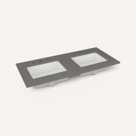 Quartz Stone Vanity Top, 49" x 3/4" x 22", Double Undercounter Sink, Stone Gray, Three Hole
