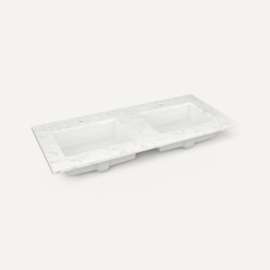 Quartz Stone Vanity Top, 49" x 3/4" x 22", Double Undercounter Sink, Lyra, Single Hole