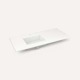 Quartz Stone Vanity Top, 49" x 3/4" x 22", Left Offset Undercounter Sink, Quartz White, Single Hole