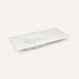 Quartz Stone Vanity Top, 49" x 3/4" x 22", Left Offset Undercounter Sink, Lyra, Three Hole