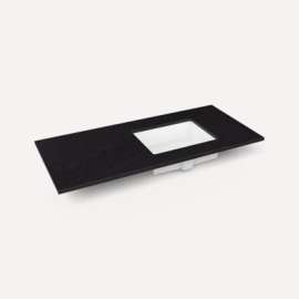 Quartz Stone Vanity Top, 49" x 3/4" x 22", Right Offset Undercounter Sink, Lava Black, Single Hole