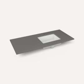 Quartz Stone Vanity Top, 49" x 3/4" x 22", Right Offset Undercounter Sink, Stone Gray, Single Hole