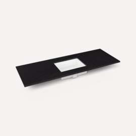 Quartz Stone Vanity Top, 61" x 3/4" x 22", Center Undercounter Sink, Lava Black, Single Hole