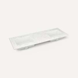Quartz Stone Vanity Top, 61" x 3/4" x 22", Double Undercounter Sink, Lyra, Single Hole