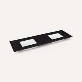 Quartz Stone Vanity Top, 73" x 3/4" x 22", Double Undercounter Sink, Lava Black, Single Hole