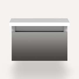 Cartesian Modular Vanity, 12" x 7-1/2" x 21", Tinted Gray Mirror, Full Drawer, Selectable Night Light, 2700K/4000K Temperature (Warm/Cool Light)